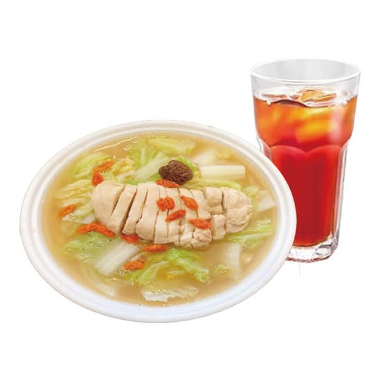 11. 清蒸嫩雞慢燉藥膳湯麵+飲料套餐 Herbal Noodle Soup & Steamed Chicken w/ Drink
